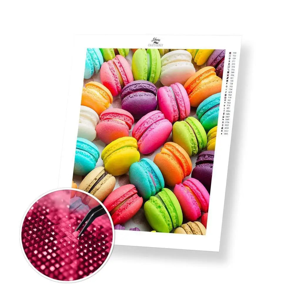Yummy Macarons - Exclusive Premium Diamond Painting Kit - 20x25cm / 8x10’’ / Square (Most Popular) - Diamond Painting