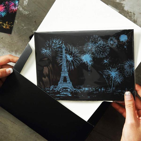 Set of 4 Iconic Cities Scratch Postcards