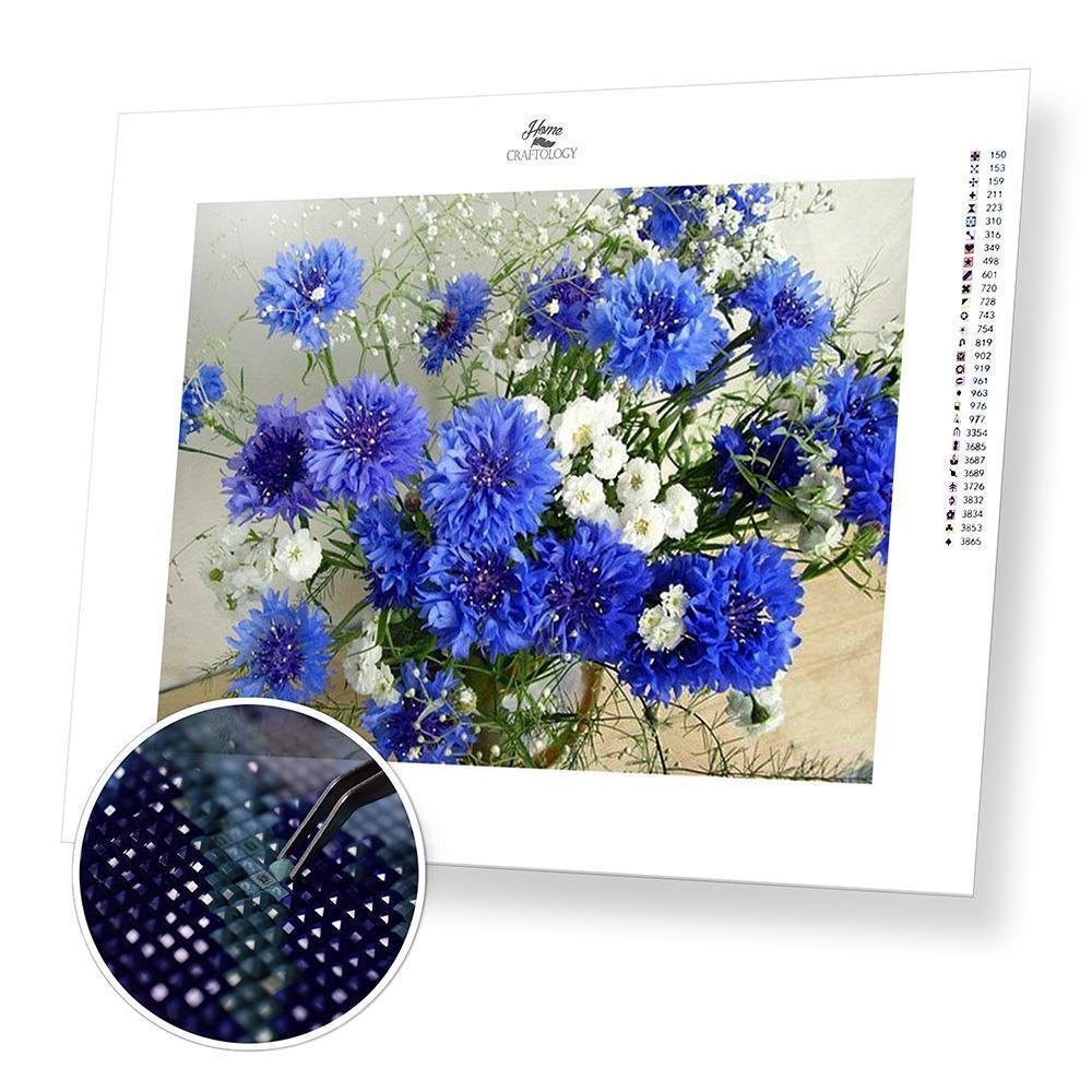 Blue Flowers - Premium Diamond Painting Kit – Home Craftology