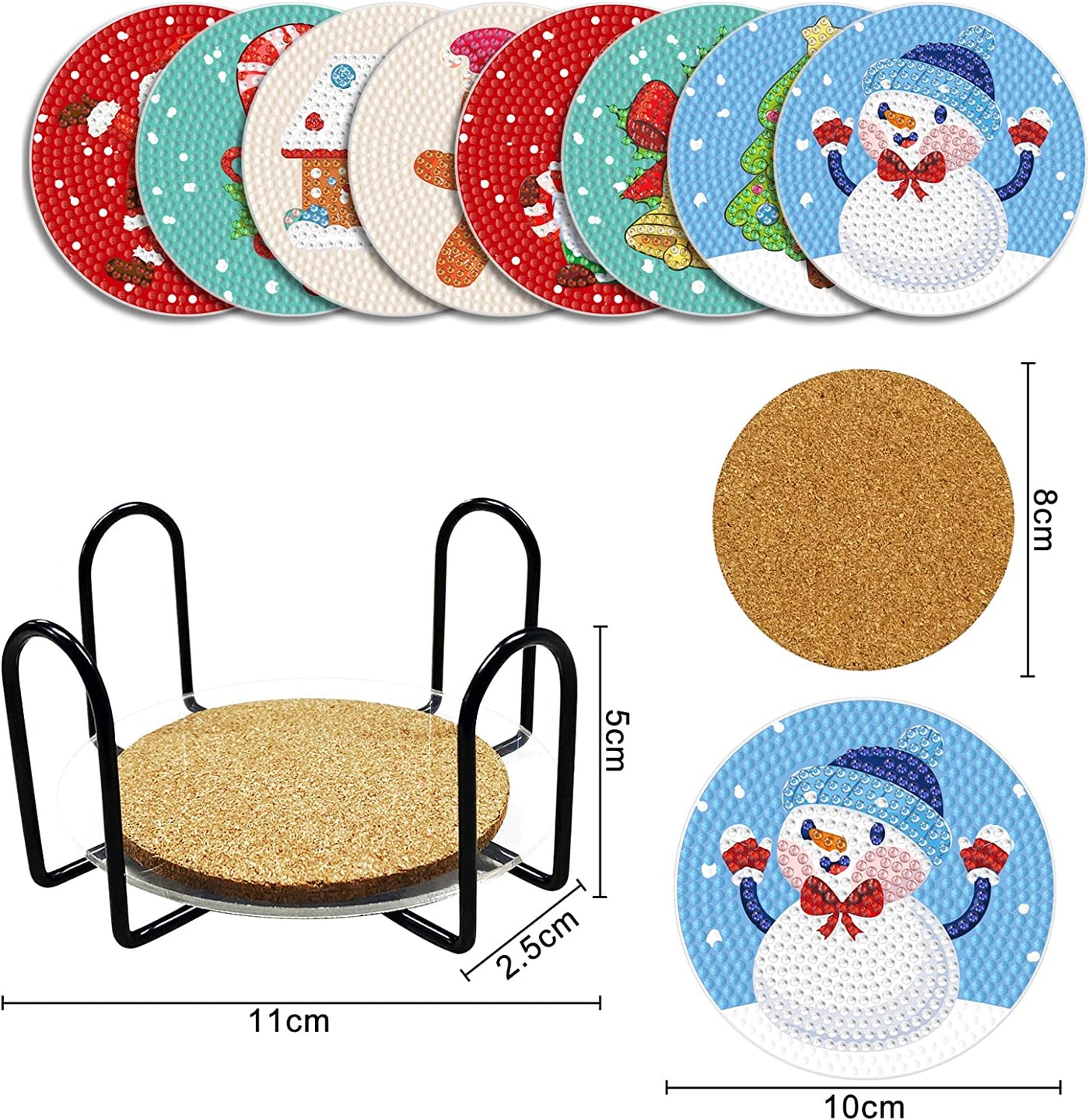 Set of 8 Christmas - Diamond Painting Coaster