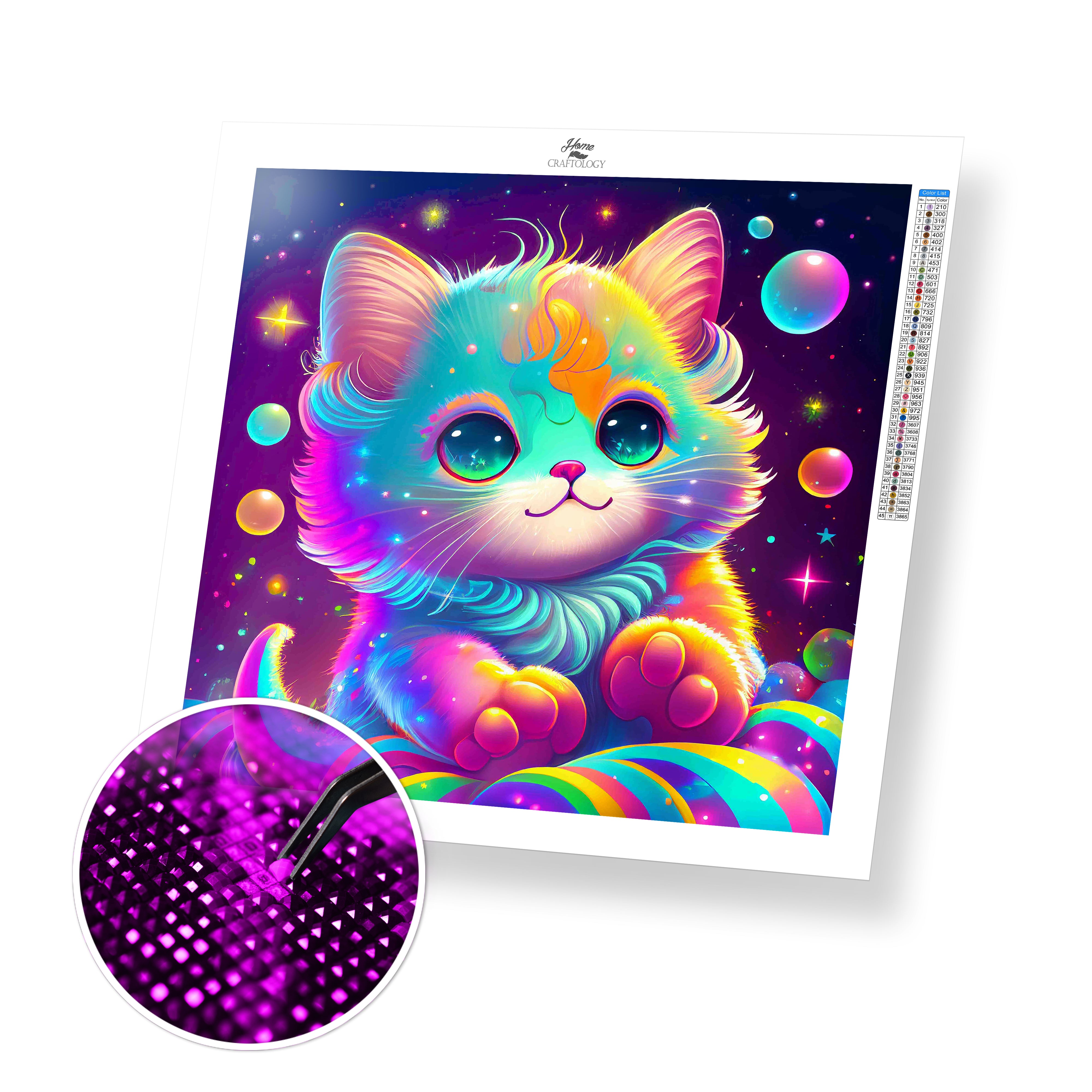 Diamond Painting Rainbow Cat – Diamonds Wizard