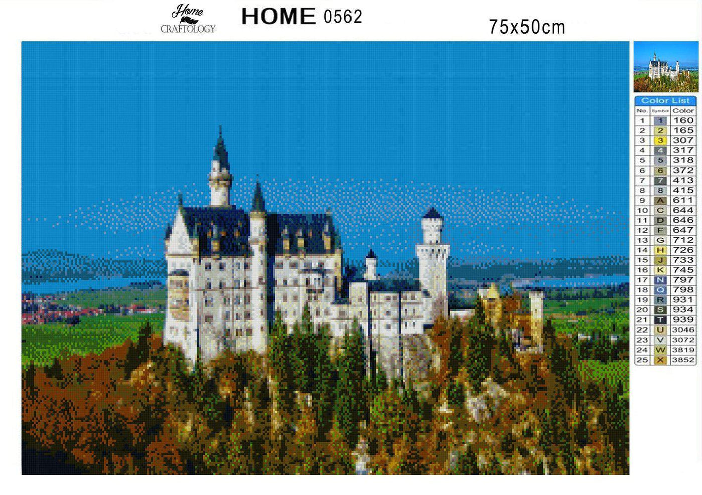 Neuschwanstein Castle Bavarian - Premium Diamond Painting Kit