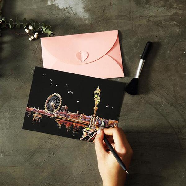 Set of 4 Iconic Cities Scratch Postcards