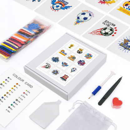 Set of 12 Soccer - Mini Diamond Painting Kits