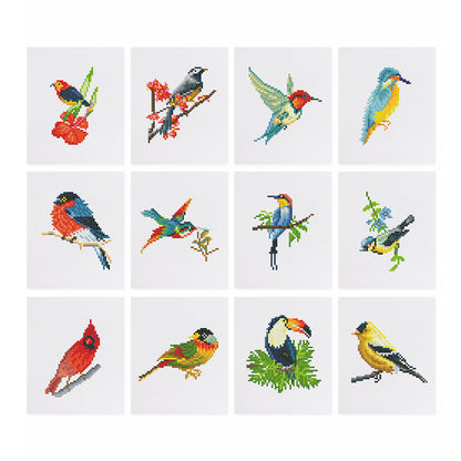 Set of 12 Birds - Mini Diamond Painting Kits