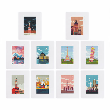 Set of 10 Famous Landmarks - Mini Diamond Painting Kits