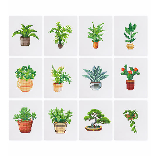 Set of 12 Plants C - Mini Diamond Painting Kits