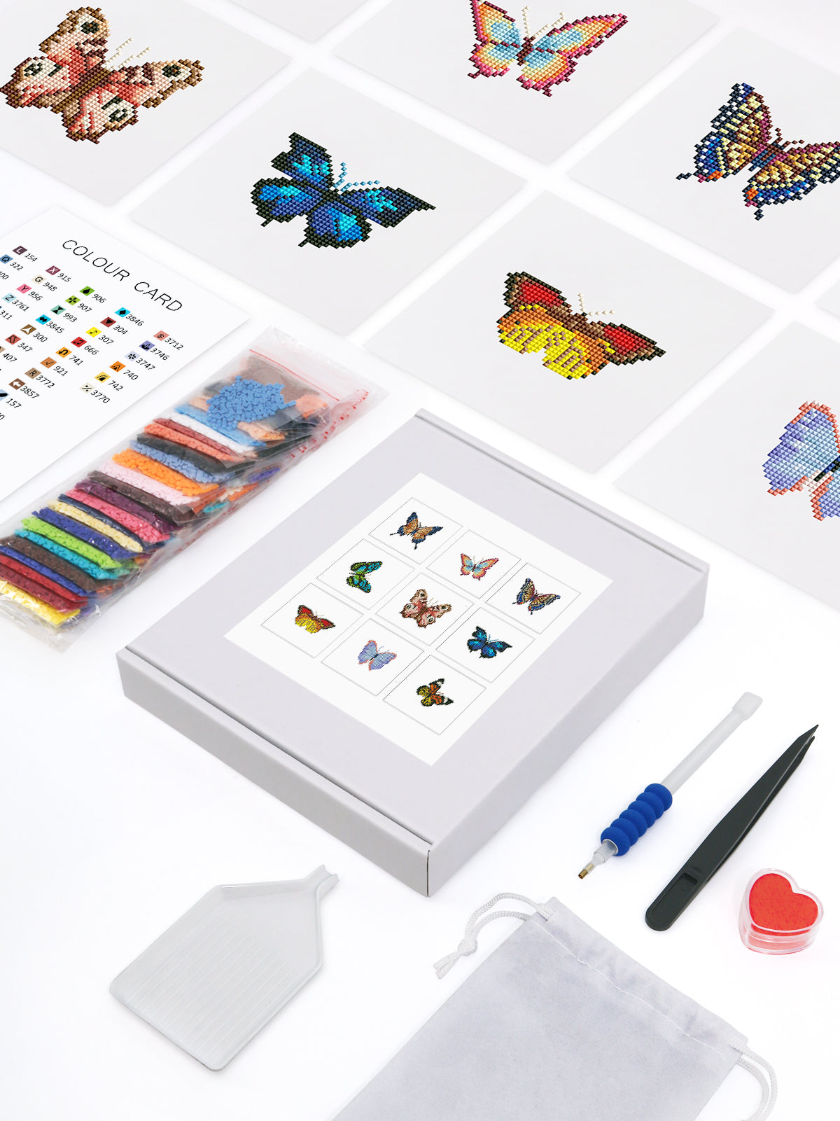 Set of 9 Butterflies - Mini Diamond Painting Kits