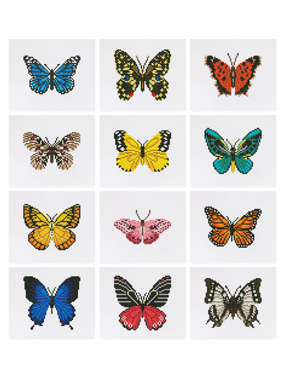 Set of 12 Butterflies A - Mini Diamond Painting Kits