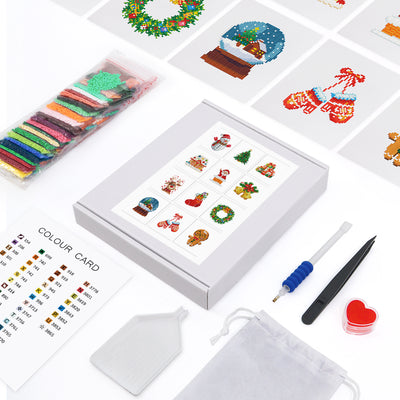 Set of 12 Christmas Designs A - Mini Diamond Painting Kits