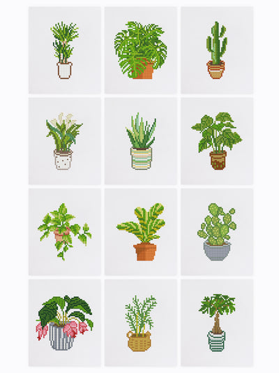 Set of 12 Potted Plants - Mini Diamond Painting Kits