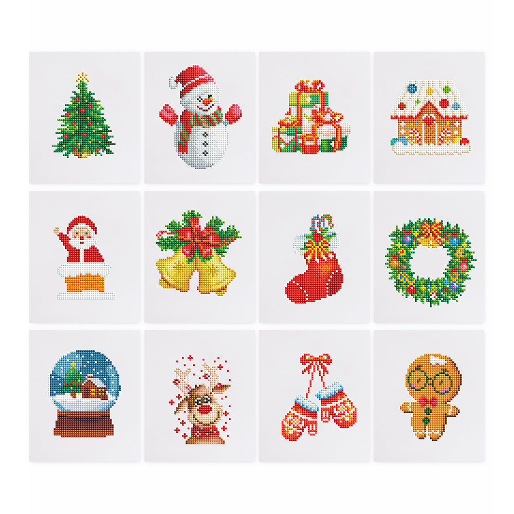 Set of 12 Christmas Designs A - Mini Diamond Painting Kits