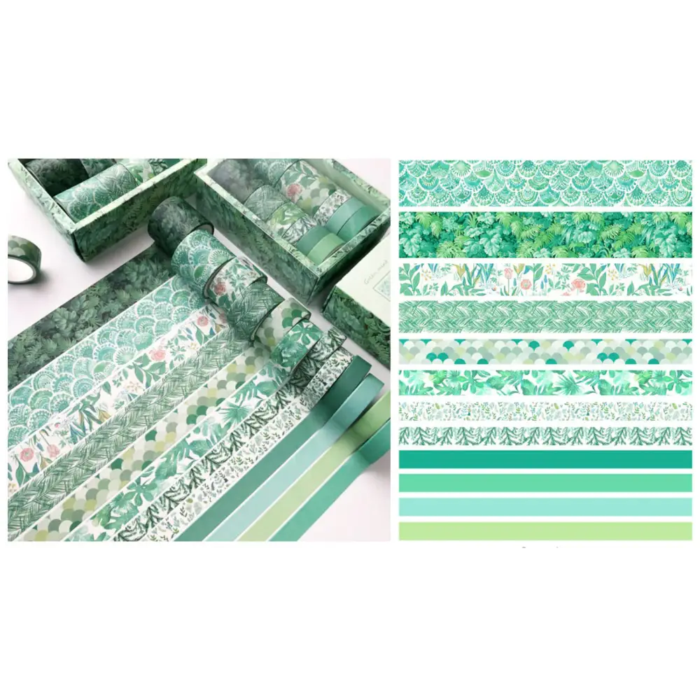 12pcs Washi Tapes - Green - Diamond Painting Accessory