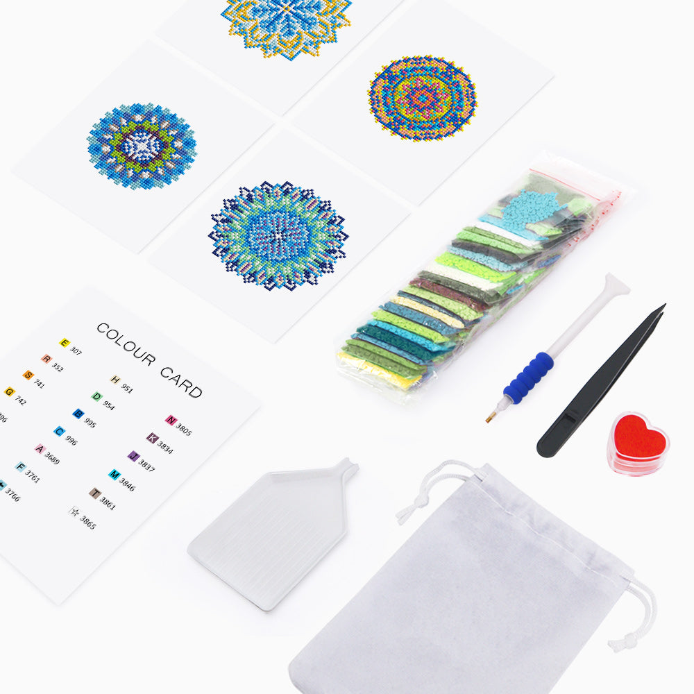 Set of 4 Mandalas - Mini Diamond Painting Kits