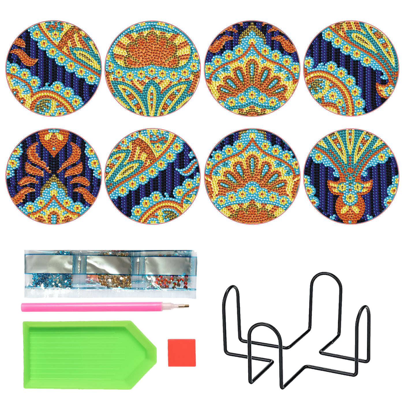 Set of 8 Paisley - Diamond Painting Coaster