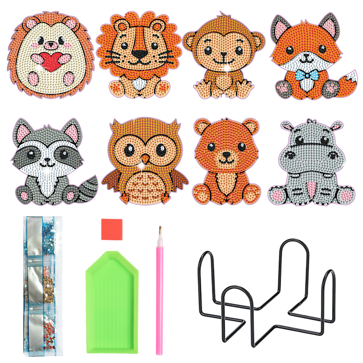 Set of 8 Forest Animals - Diamond Painting Coaster
