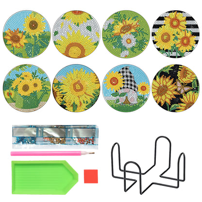 Set of 8 Sunflowers - Diamond Painting Coaster