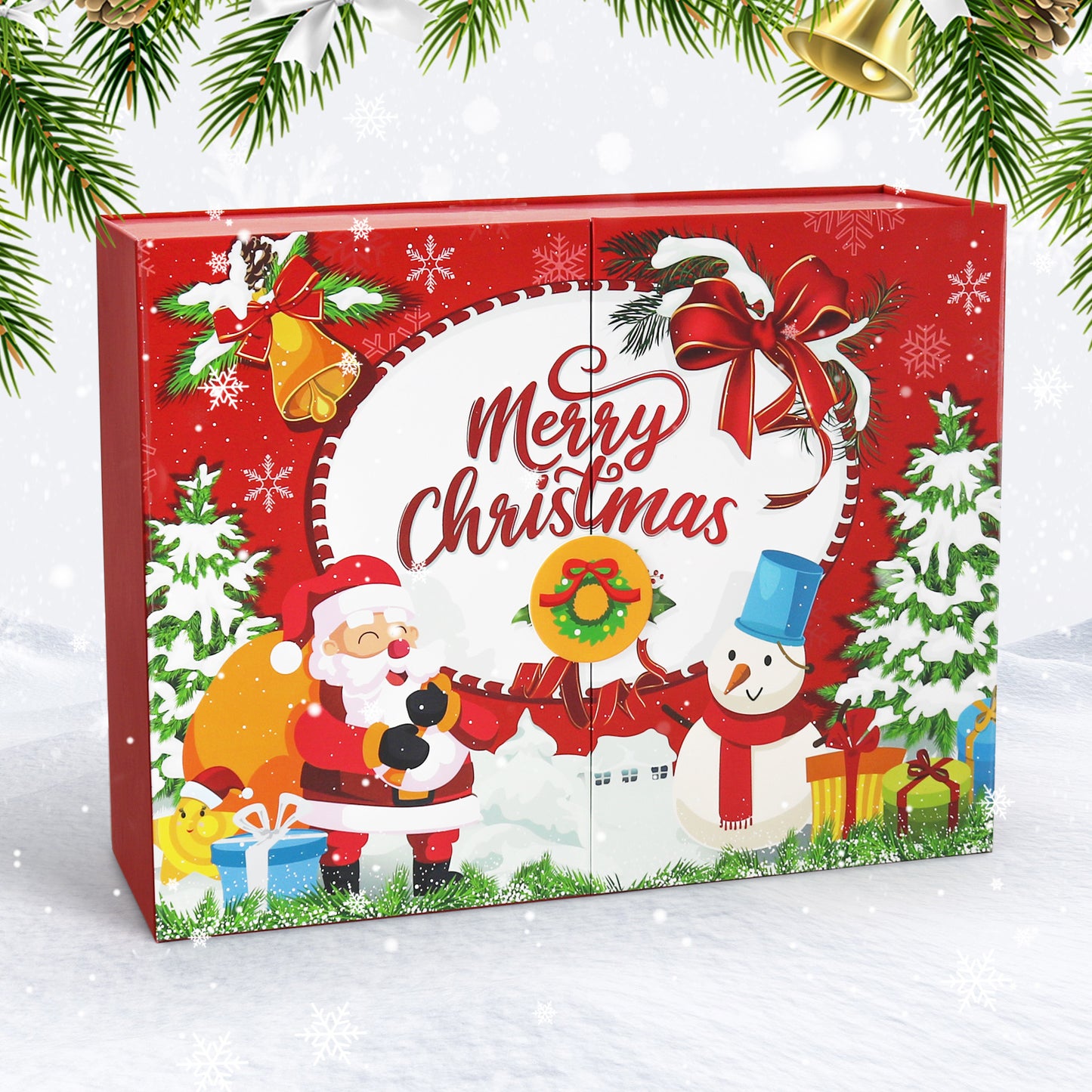 12pcs Christmas Advent Calendar Box - Red