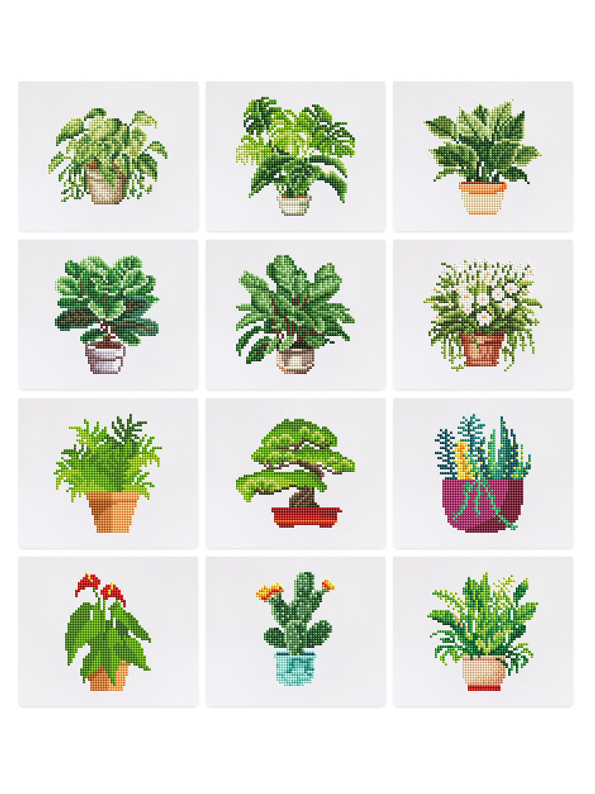 Set of 12 Plants B - Mini Diamond Painting Kits