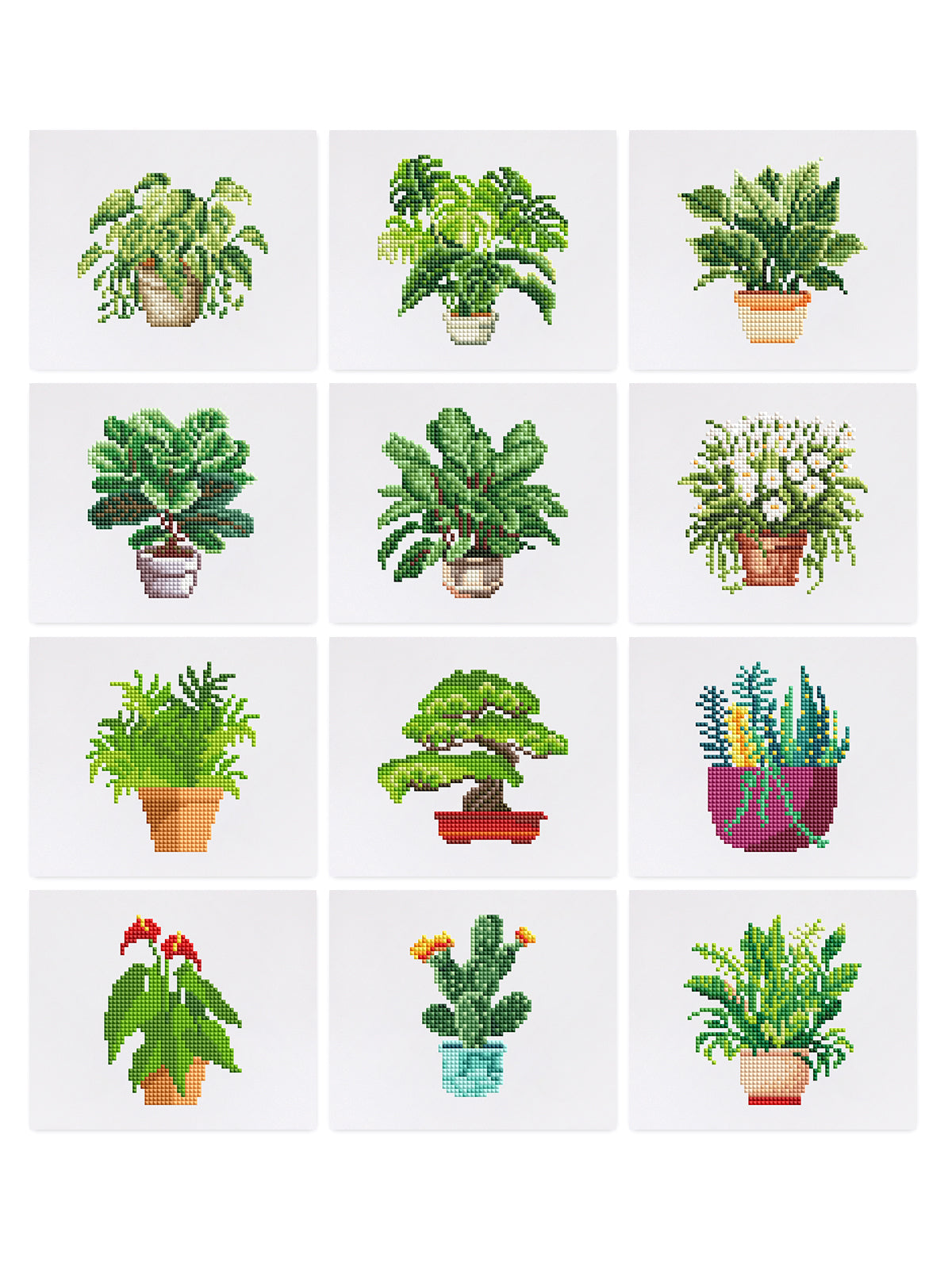Set of 12 House Plants - Mini Diamond Painting Kits