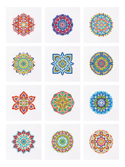 Set of 12 Mandala A - Mini Diamond Painting Kits