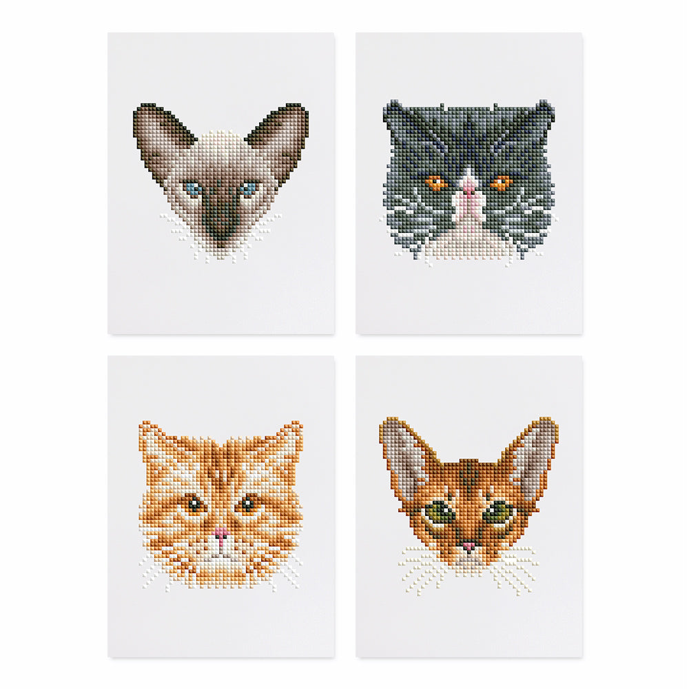 Set of 4 Cats - Mini Diamond Painting Kits