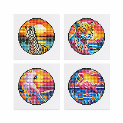 Set of 4 Colorful Animals - Mini Diamond Painting Kits