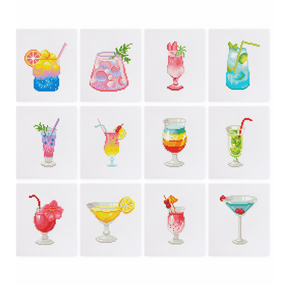 Set of 12 Cocktails - Mini Diamond Painting Kits