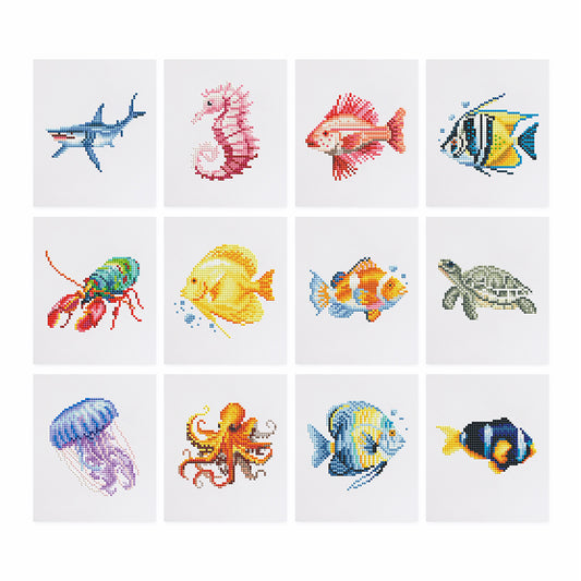 Set of 12 Ocean Wonders - Mini Diamond Painting Kits