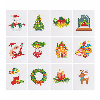 Set of 12 Christmas Designs C - Mini Diamond Painting Kits