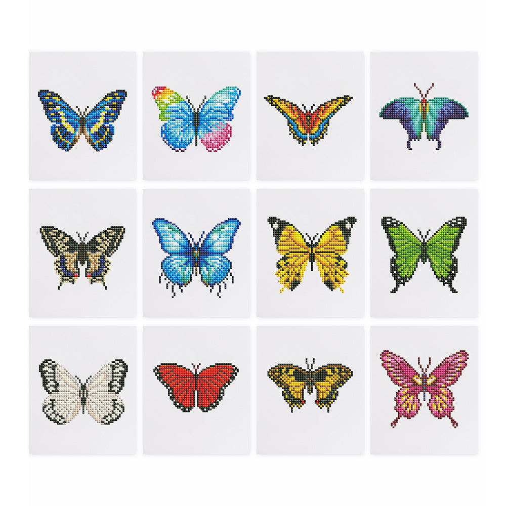 Set of 12 Butterflies B - Mini Diamond Painting Kits