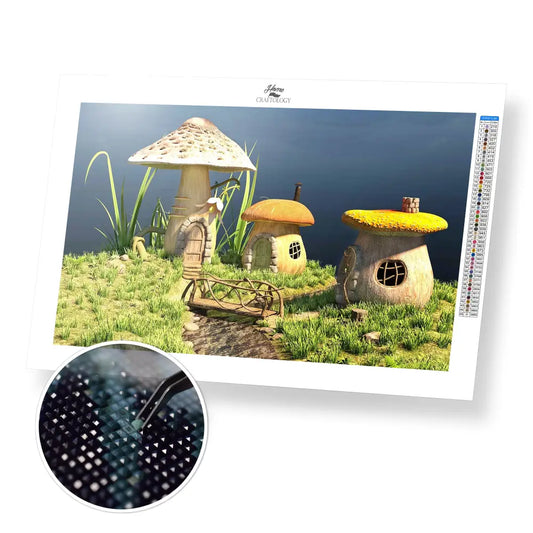 3 Little Houses - Premium Diamond Painting Kit - 45x30cm / 18x12’’ / Square (Most Popular) - Diamond Painting Kit