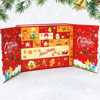 12pcs Christmas Advent Calendar Box - Red