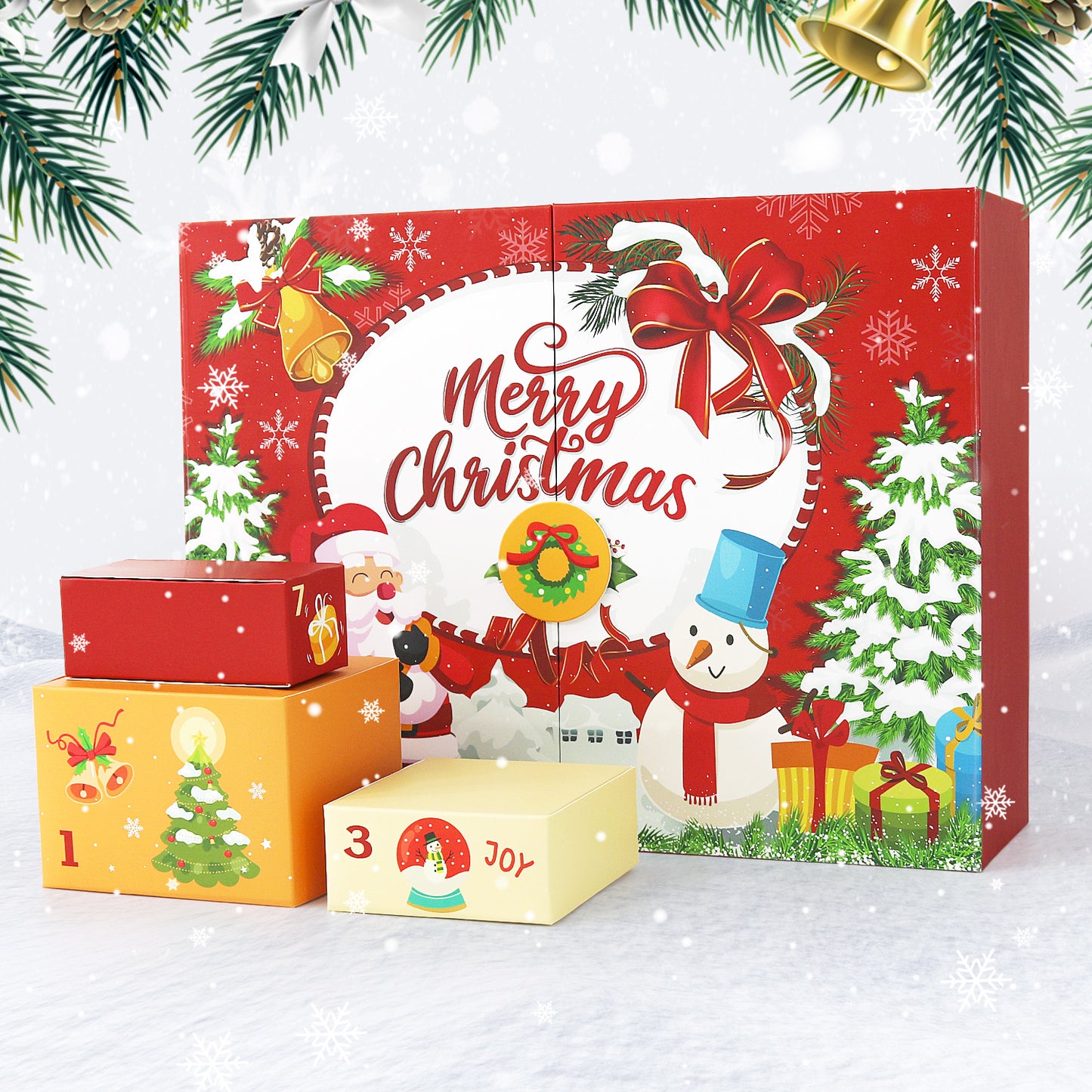 12pcs Christmas Advent Calendar Box - Red
