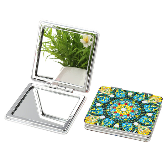 Green Mandala - Diamond Painting Compact Mirror