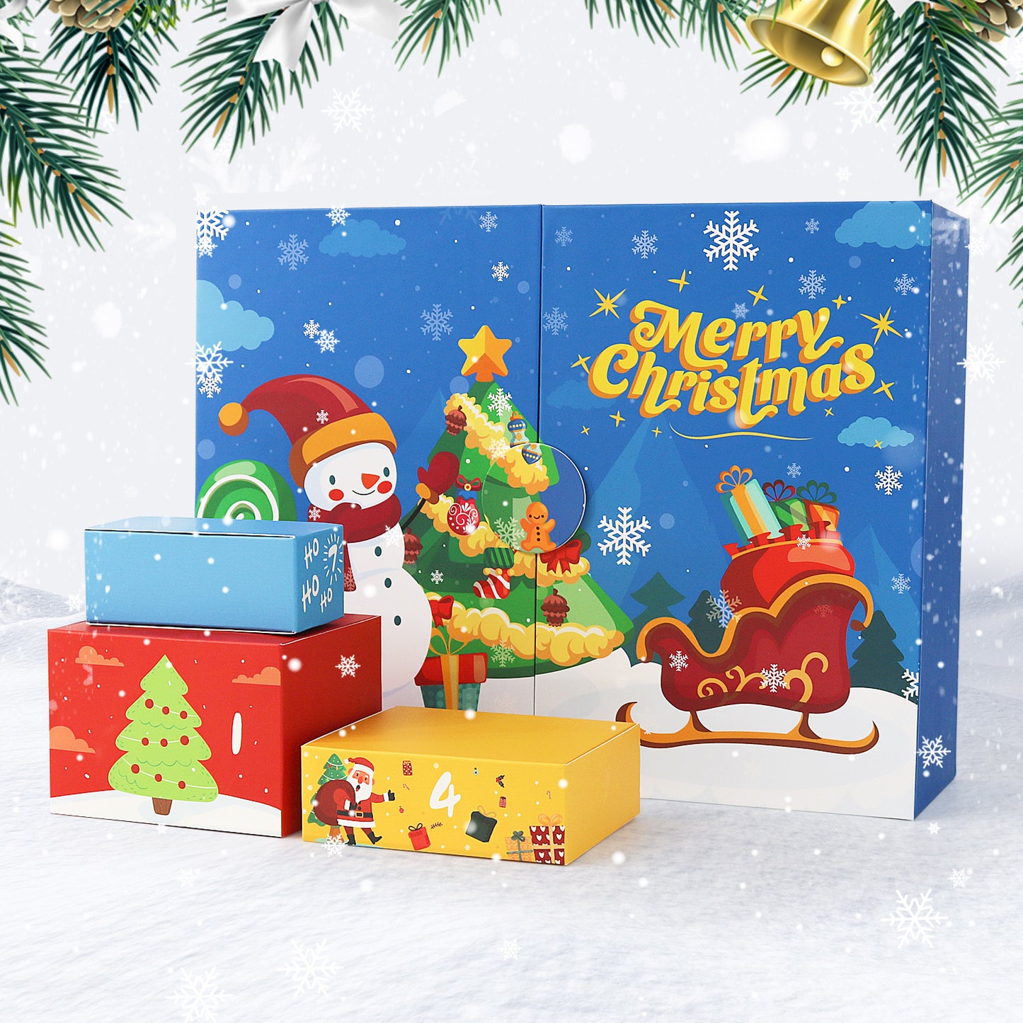 12pcs Christmas Advent Calendar Box - Blue