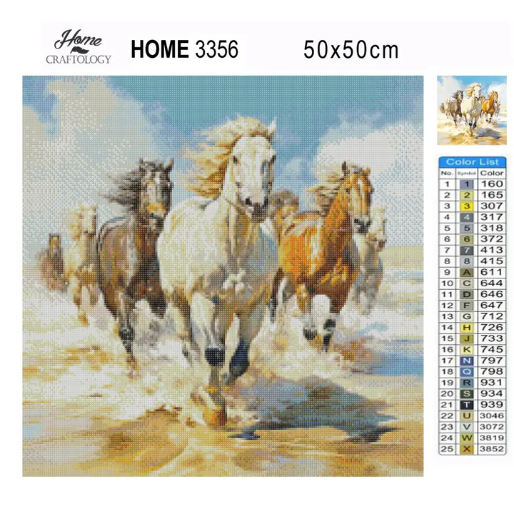 7 Horses Running - Exclusive Premium Diamond Painting Kit - Diamond Painting Kit
