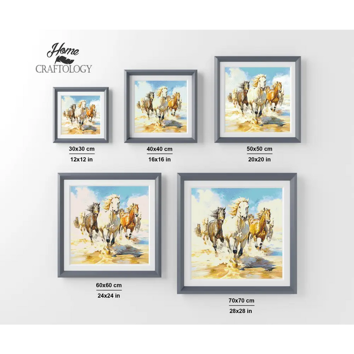 7 Horses Running - Exclusive Premium Diamond Painting Kit - Diamond Painting Kit