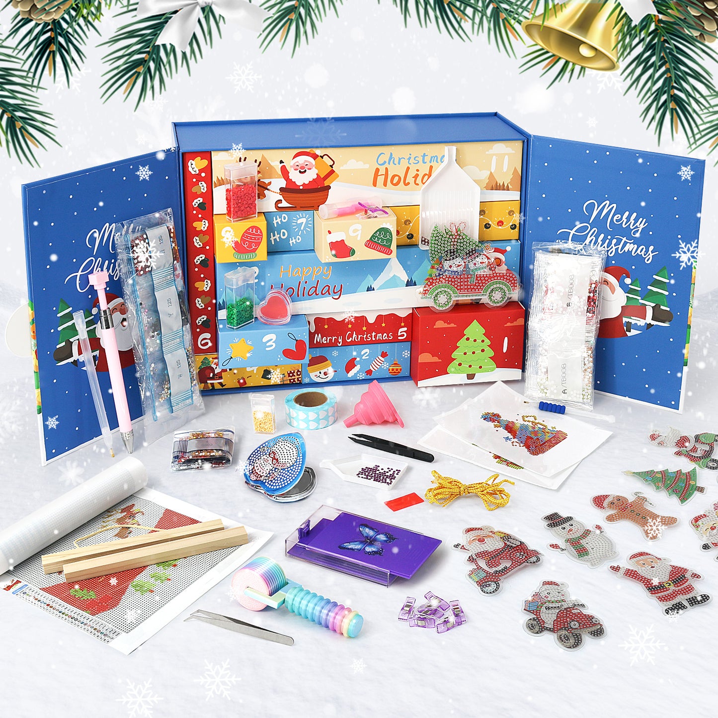 12pcs Christmas Advent Calendar Box - Blue