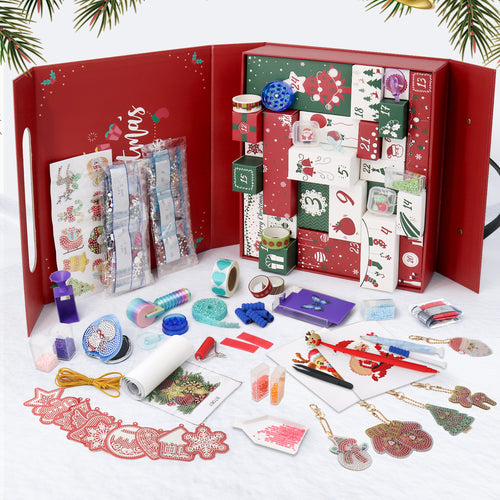 24pcs Christmas Advent Calendar Box - Red