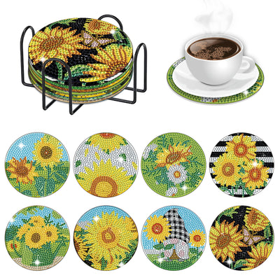 Set of 8 Sunflowers - Diamond Painting Coaster