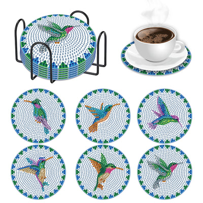 Set of 6 Hummingbirds - Diamond Painting Coaster