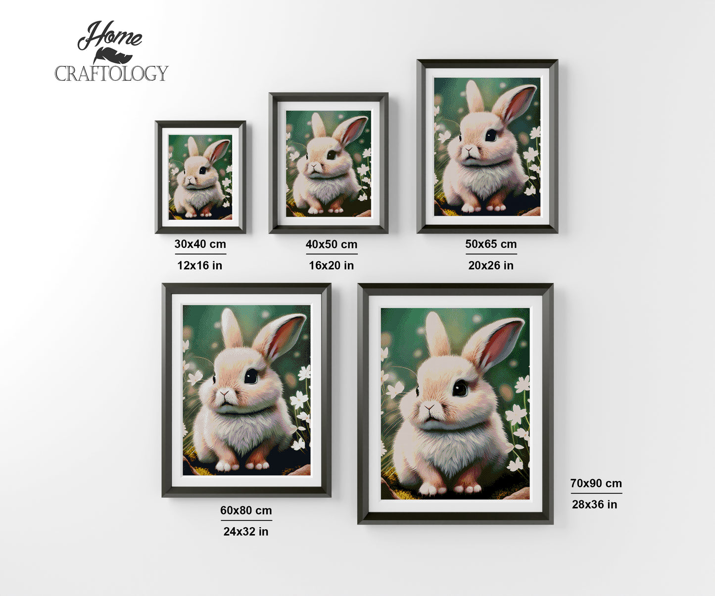 White and Brown Rabbit - Premium Diamond Painting Kit