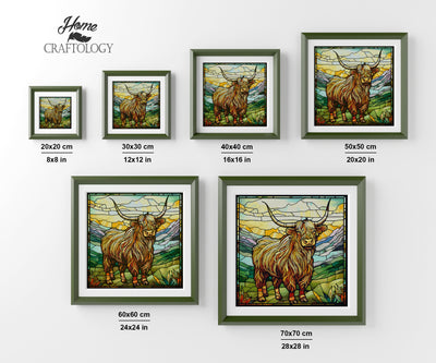 Stained Glass Highland Cow - Premium Diamond Painting Kit