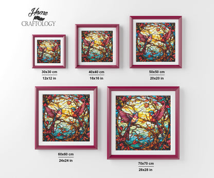 Stained Glass Hummingbirds - Exclusive Premium Diamond Painting Kit