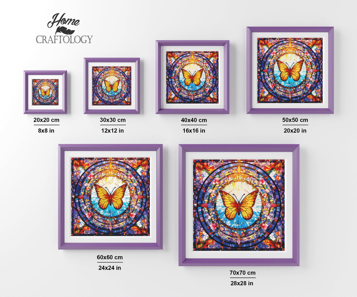 Stained Glass Orange Butterfly - Exclusive Premium Diamond Painting Kit