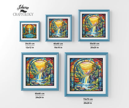 Stained Glass Waterfalls - Exclusive Premium Diamond Painting Kit