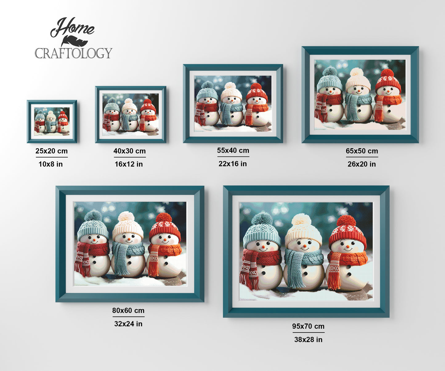 3 Snowmen with Scarves - Exclusive Premium Diamond Painting Kit