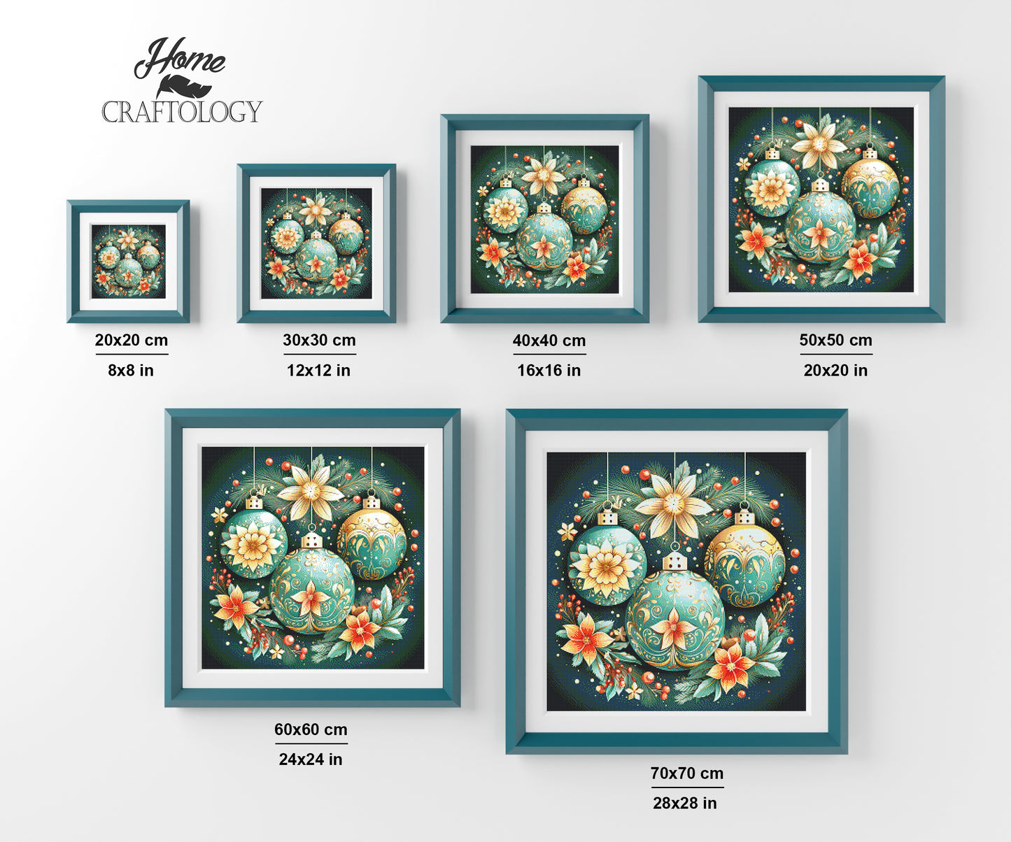 Christmas Balls with Flowers - Exclusive Premium Diamond Painting Kit