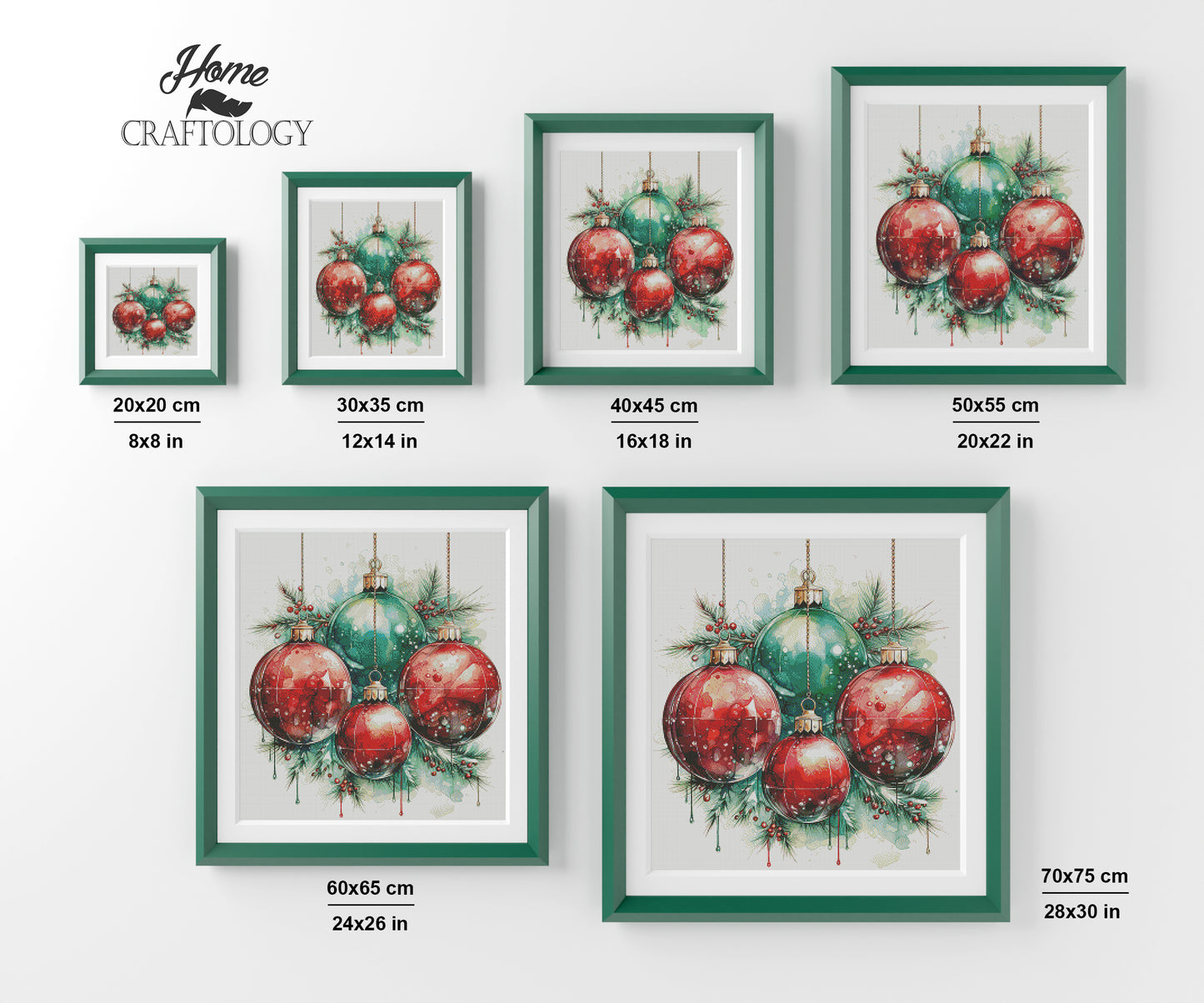 Red and Green Christmas Balls - Exclusive Premium Diamond Painting Kit